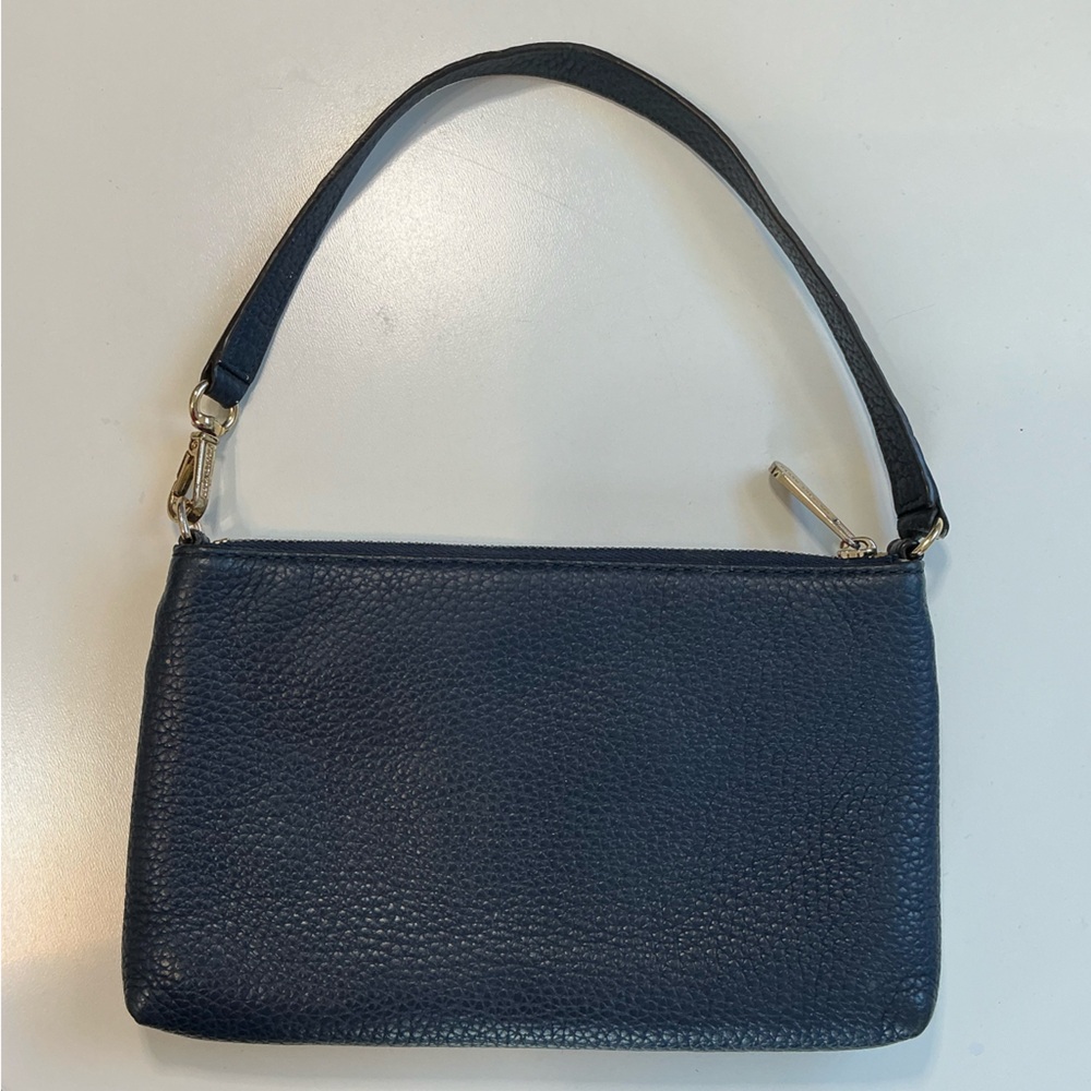 Michael Kors Navy Blue Pebbled Leather  Wristlet Pouch EUC MSRP $128 - Picture 2 of 16
